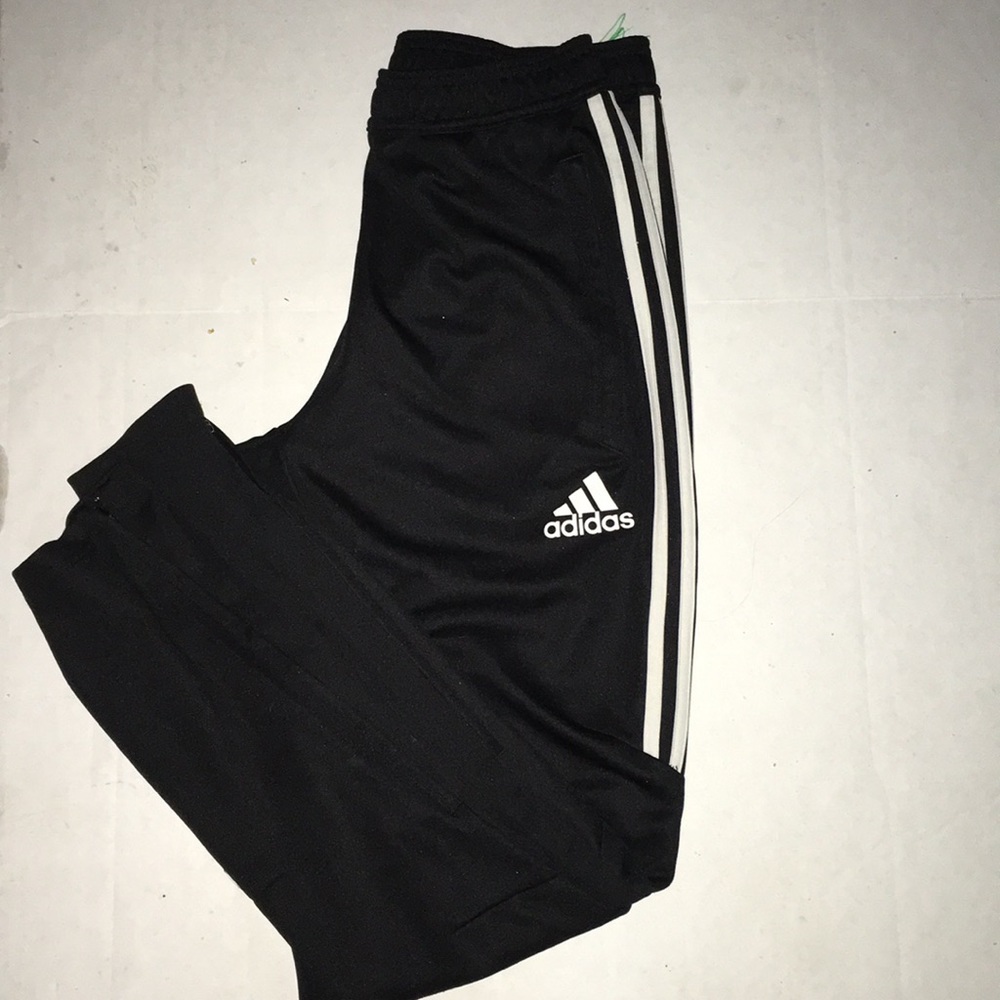 Black and white adidas joggers